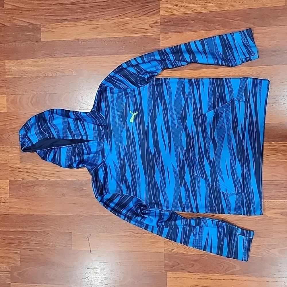 PUMA Kids Boys XL Blue Hooded Sweatshirt Pullover Hoodie